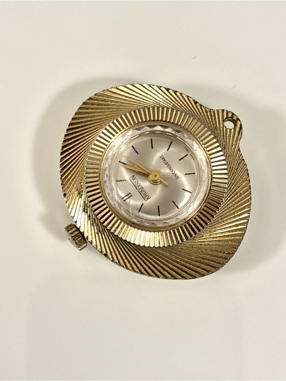 Vintage Kronoton Quartz Mechanical Watch Pendant Gold-Tone Shock Resistant